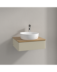 Villeroy &amp; Boch Antao vanity unit K07051HJ 60x19x50cm, tap hole, washbasin top color honey oak, silk grey matt lacquer