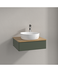 Villeroy und Boch Antao Waschtisch-Unterschrank K07051HL 60x19x50cm, Hahnloch, Waschbeckenplattenfarbe honey oak, leaf green matt lacquer
