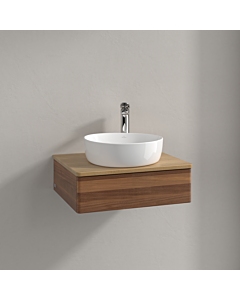 Meuble vasque Villeroy &amp; Boch Antao K07051HM 60 x 19 x 50 cm, percé pour robinetterie, plan vasque couleur chêne miel, noyer chaud
