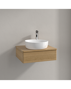 Meuble vasque Villeroy &amp; Boch Antao K07051HN 60 x 19 x 50 cm, percé pour robinetterie, plan vasque couleur chêne miel, chêne miel