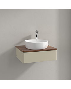 Villeroy &amp; Boch Antao vanity unit K07052HJ 60x19x50cm, tap hole, washbasin top color warm walnut, silk grey matt lacquer