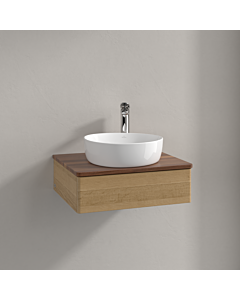 Villeroy und Boch Antao Waschtisch-Unterschrank K07052HN 60x19x50cm, Hahnloch, Waschbeckenplattenfarbe warm walnut, honey oak
