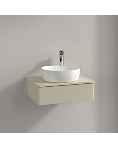 Villeroy &amp; Boch Antao vanity unit K07053HJ 60x19x50cm, tap hole, washbasin top color botticino, silk grey matt lacquer