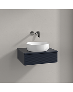 Meuble vasque Villeroy &amp; Boch Antao K07110HG 60x19x50cm, plan vasque laqué, laque mate bleu nuit