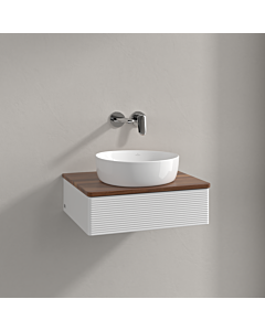 Villeroy &amp; Boch Antao vanity unit K07112GF 60x19x50cm, washbasin top color warm walnut, glossy white lacquer