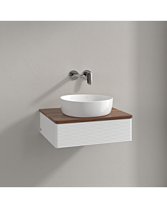 Meuble vasque Villeroy &amp; Boch Antao K07112MT 60 x 19 x 50 cm, plan vasque couleur noyer chaud, laque blanche mate