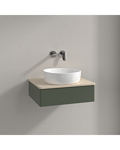 Villeroy &amp; Boch Antao vanity unit K07113HL 60x19x50cm, washbasin top color botticino, leaf green matt lacquer