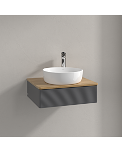 Villeroy und Boch Antao Waschtisch-Unterschrank K07151GK 60x19x50cm, Hahnloch, Waschbeckenplattenfarbe honey oak, anthracite matt lacquer