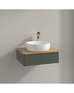 Villeroy &amp; Boch Antao vanity unit K07151HL 60x19x50cm, tap hole, washbasin top color honey oak, leaf green matt lacquer