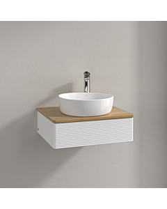 Villeroy &amp; Boch Antao vanity unit K07151MT 60x19x50cm, tap hole, washbasin top color honey oak, white matt lacquer