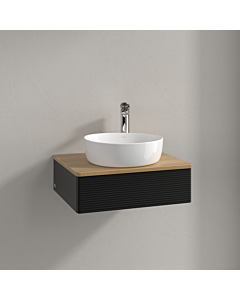 Villeroy und Boch Antao Waschtisch-Unterschrank K07151PD 60x19x50cm, Hahnloch, Waschbeckenplattenfarbe honey oak, black matt lacquer