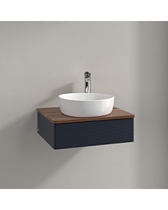 Villeroy und Boch Antao Waschtisch-Unterschrank K07152HG 60x19x50cm, Hahnloch, Waschbeckenplattenfarbe warm walnut, midnight blue matt lacquer
