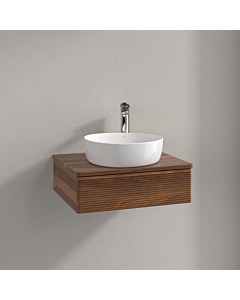 Meuble vasque Villeroy &amp; Boch Antao K07152HM 60x19x50cm, percé pour robinetterie, plan vasque couleur noyer chaud, noyer chaud