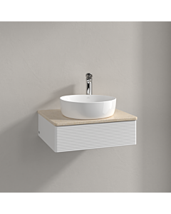 Villeroy und Boch Antao Waschtisch-Unterschrank K07153GF 60x19x50cm, Hahnloch, Waschbeckenplattenfarbe botticino, glossy white lacquer