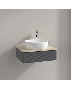 Villeroy &amp; Boch Antao vanity unit K07153GK 60x19x50cm, tap hole, washbasin top color botticino, anthracite matt lacquer