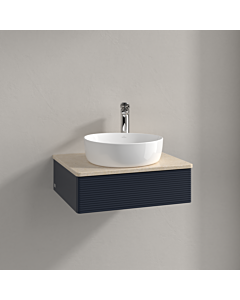 Villeroy &amp; Boch Antao vanity unit K07153HG 60x19x50cm, tap hole, washbasin top color botticino, midnight blue matt lacquer
