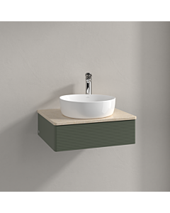 Villeroy &amp; Boch Antao vanity unit K07153HL 60x19x50cm, tap hole, washbasin top color botticino, leaf green matt lacquer