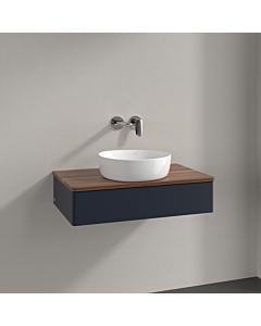 Villeroy und Boch Antao Waschtisch-Unterschrank K08012HG 80x19x50cm, Waschbeckenplattenfarbe warm walnut, midnight blue matt lacquer