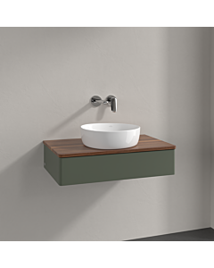 Villeroy &amp; Boch Antao vanity unit K08012HL 80x19x50cm, washbasin top color warm walnut, leaf green matt lacquer