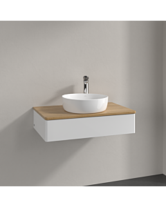 Villeroy und Boch Antao Waschtisch-Unterschrank K08051GF 80x19x50cm, Hahnloch, Waschbeckenplattenfarbe honey oak, glossy white lacquer