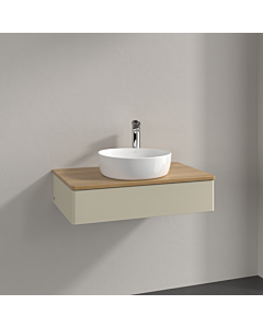 Villeroy &amp; Boch Antao vanity unit K08051HJ 80x19x50cm, tap hole, washbasin top color honey oak, silk grey matt lacquer