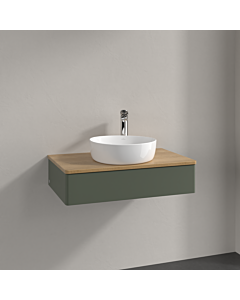 Villeroy und Boch Antao Waschtisch-Unterschrank K08051HL 80x19x50cm, Hahnloch, Waschbeckenplattenfarbe honey oak, leaf green matt lacquer