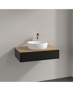 Villeroy und Boch Antao Waschtisch-Unterschrank K08051PD 80x19x50cm, Hahnloch, Waschbeckenplattenfarbe honey oak, black matt lacquer