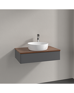 Villeroy &amp; Boch Antao vanity unit K08052GK 80x19x50cm, tap hole, washbasin top color warm walnut, anthracite matt lacquer
