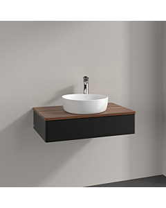 Villeroy &amp; Boch Antao vanity unit K08052PD 80x19x50cm, tap hole, washbasin top color warm walnut, black matt lacquer