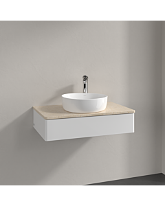 Villeroy und Boch Antao Waschtisch-Unterschrank K08053GF 80x19x50cm, Hahnloch, Waschbeckenplattenfarbe botticino, glossy white lacquer