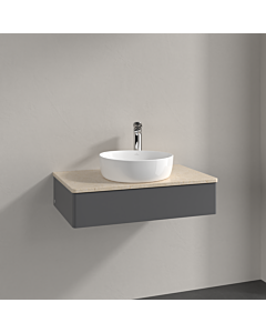Villeroy und Boch Antao Waschtisch-Unterschrank K08053GK 80x19x50cm, Hahnloch, Waschbeckenplattenfarbe botticino, anthracite matt lacquer