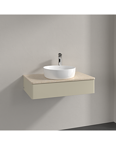 Villeroy &amp; Boch Antao vanity unit K08053HJ 80x19x50cm, tap hole, washbasin top color botticino, silk grey matt lacquer
