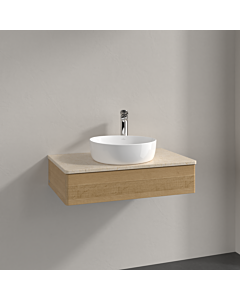 Villeroy &amp; Boch Antao vanity unit K08053HN 80x19x50cm, tap hole, washbasin top color botticino, honey oak