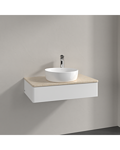 Villeroy und Boch Antao Waschtisch-Unterschrank K08053MT 80x19x50cm, Hahnloch, Waschbeckenplattenfarbe botticino, white matt lacquer