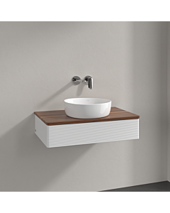 Villeroy und Boch Antao Waschtisch-Unterschrank K08112GF 80x19x50cm, Waschbeckenplattenfarbe warm walnut, glossy white lacquer