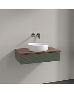Villeroy &amp; Boch Antao vanity unit K08112HL 80x19x50cm, washbasin top color warm walnut, leaf green matt lacquer