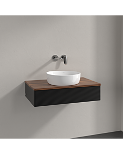 Villeroy &amp; Boch Antao vanity unit K08112PD 80x19x50cm, washbasin top color warm walnut, black matt lacquer