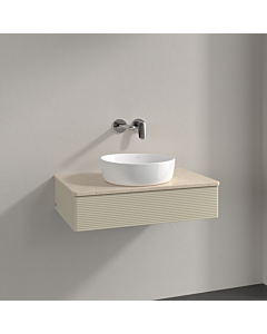 Villeroy &amp; Boch Antao vanity unit K08113HJ 80x19x50cm, washbasin top color botticino, silk grey matt lacquer