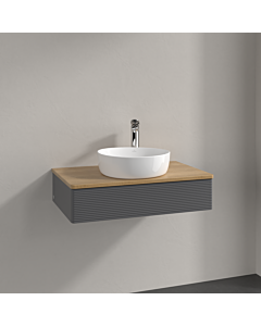 Villeroy und Boch Antao Waschtisch-Unterschrank K08151GK 80x19x50cm, Hahnloch, Waschbeckenplattenfarbe honey oak, anthracite matt lacquer