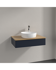 Villeroy und Boch Antao Waschtisch-Unterschrank K08151HG 80x19x50cm, Hahnloch, Waschbeckenplattenfarbe honey oak, midnight blue matt lacquer