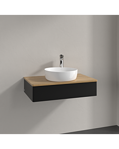 Villeroy und Boch Antao Waschtisch-Unterschrank K08151PD 80x19x50cm, Hahnloch, Waschbeckenplattenfarbe honey oak, black matt lacquer