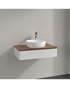 Villeroy und Boch Antao Waschtisch-Unterschrank K08152GF 80x19x50cm, Hahnloch, Waschbeckenplattenfarbe warm walnut, glossy white lacquer