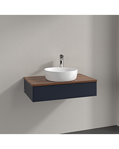 Villeroy und Boch Antao Waschtisch-Unterschrank K08152HG 80x19x50cm, Hahnloch, Waschbeckenplattenfarbe warm walnut, midnight blue matt lacquer
