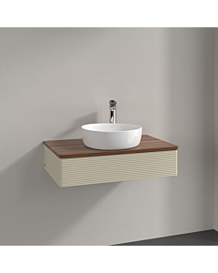 Villeroy und Boch Antao Waschtisch-Unterschrank K08152HJ 80x19x50cm, Hahnloch, Waschbeckenplattenfarbe warm walnut, silk grey matt lacquer