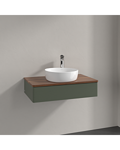 Villeroy &amp; Boch Antao vanity unit K08152HL 80x19x50cm, tap hole, washbasin top color warm walnut, leaf green matt lacquer