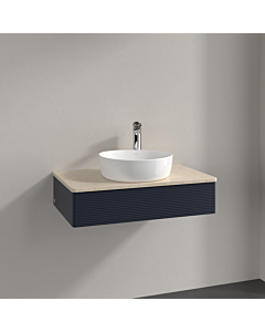 Villeroy und Boch Antao Waschtisch-Unterschrank K08153HG 80x19x50cm, Hahnloch, Waschbeckenplattenfarbe botticino, midnight blue matt lacquer