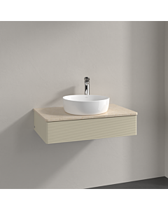 Villeroy &amp; Boch Antao vanity unit K08153HJ 80x19x50cm, tap hole, washbasin top color botticino, silk grey matt lacquer
