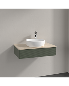 Villeroy und Boch Antao Waschtisch-Unterschrank K08153HL 80x19x50cm, Hahnloch, Waschbeckenplattenfarbe botticino, leaf green matt lacquer