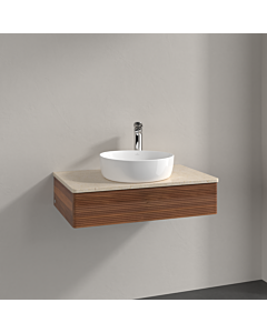 Villeroy &amp; Boch Antao vanity unit K08153HM 80x19x50cm, tap hole, washbasin top color botticino, warm walnut