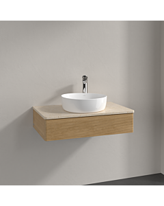 Villeroy &amp; Boch Antao vanity unit K08153HN 80x19x50cm, tap hole, washbasin top color botticino, honey oak